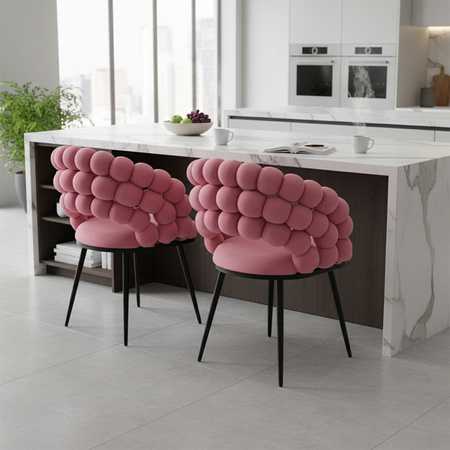 FOTEL KRZESŁO BUBBLE WELUROWE TAPICEROWANE ATRIA BRUDNY RÓŻ NOGI CZARNE