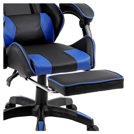 FOTEL GAMINGOWY BIUROWY OBROTOWY ZING-A CZARNO/NIEBIESKI SKÓRA PU