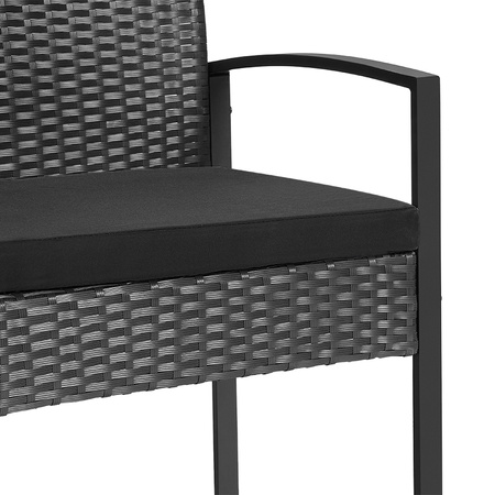 ZESTAW MEBLI OGRODOWYCH RATTANOWY COMO 2 OSOBOWY CZARNY