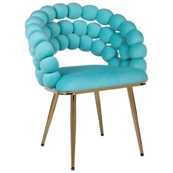 FOTEL KRZESŁO BUBBLE WELUROWE TAPICEROWANE ATRIA MIĘTOWY NOGI ZŁOTE