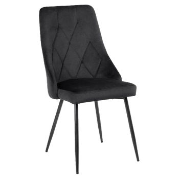 KRZESŁO FOTEL WELUROWY TAPICEROWANY LEDA CZARNY NOGI CZARNE