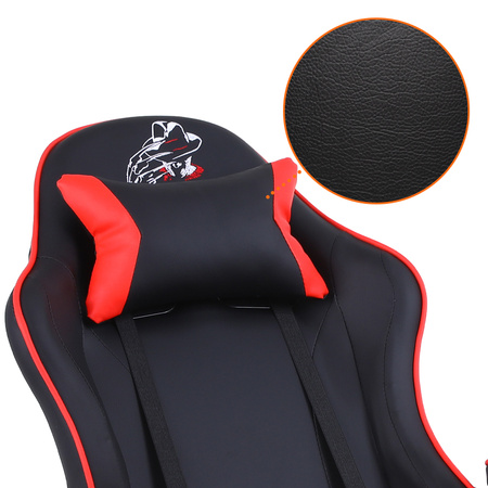 FOTEL GAMINGOWY BIUROWY OBROTOWY ZING-B CZARNO/CZERWONY SKÓRA PU