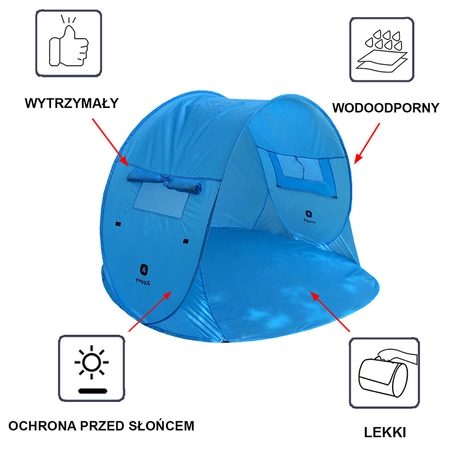 NAMIOT PLAŻOWY OGRODOWY TURYSTUCZNY PARAWAN SUNSET 1A NIEBIESKI