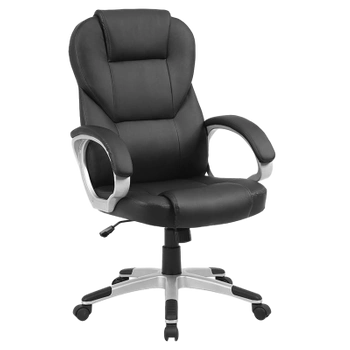 FOTEL BIUROWY OBROTOWY FUSIO CZARNA SKÓRA PU PODSTAWA CHROM