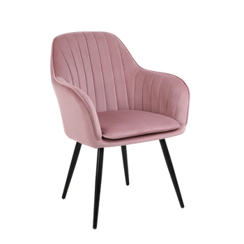 FOTEL KRZESŁO WELUROWE TAPICEROWANE BETO BRUDNY RÓŻ NOGI CZARNE