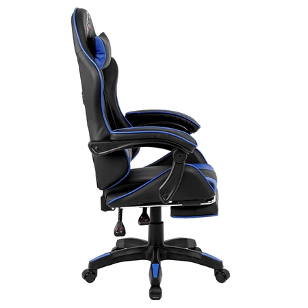 FOTEL GAMINGOWY BIUROWY OBROTOWY ZING-A CZARNO/NIEBIESKI SKÓRA PU