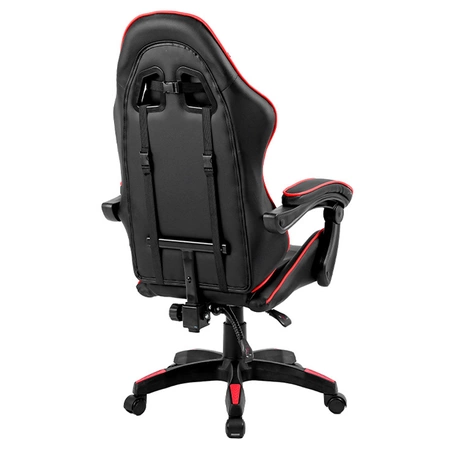 FOTEL GAMINGOWY BIUROWY OBROTOWY ZING-B CZARNY OBSZYCIE CZERWONE SKÓRA PU