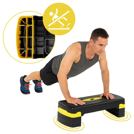 STEP SCHODEK DO ĆWICZEŃ DO AEROBIKU FITNESS 3 STOPNIOWY REGULOWANY SOLIDNY