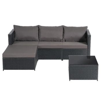 ZESTAW MEBLE OGRODOWE RATTANOWE VOLTA 4 OSOBOWE CZARNY