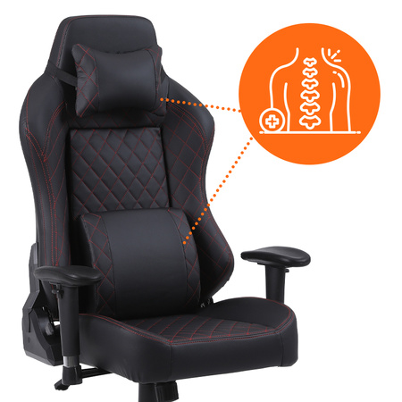 FOTEL GAMINGOWY BIUROWY OBROTOWY SONIC CZARNO/CZERWONY SKÓRA PU