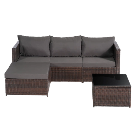 ZESTAW MEBLE OGRODOWE RATTANOWE VOLTA 4 OSOBOWE BRĄZOWY