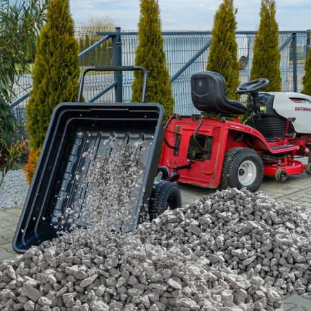 PRZYCZEPKA OGRODOWA DO KOSIARKI TRAKTORKA OGRODOWEGO BOGIE-TRAX CZARNA POLIMEROWA DO 400 KG