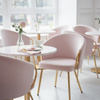 FOTEL KRZESŁO WELUROWE TAPICEROWANY METIS PUDROWY RÓŻ NOGI ZŁOTE