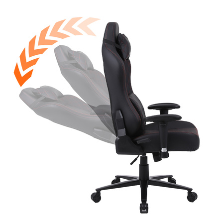 FOTEL GAMINGOWY BIUROWY OBROTOWY SONIC CZARNO/CZERWONY SKÓRA PU