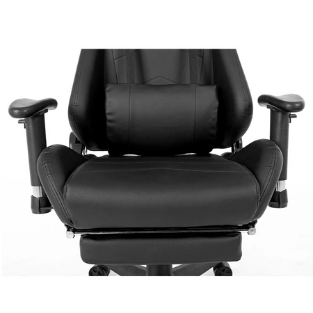 FOTEL GAMINGOWY BIUROWY OBROTOWY RIVAL CZARNY SKÓRA PU