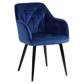FOTEL WELUROWY TAPICEROWANY VELA NIEBIESKI NOGI CZARNE