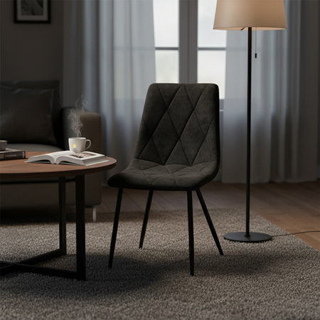 KRZESŁO FOTEL WELUROWY TAPICEROWANY TESA CZARNY NOGI CZARNE