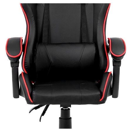 FOTEL GAMINGOWY BIUROWY OBROTOWY ZING-B CZARNY OBSZYCIE CZERWONE SKÓRA PU