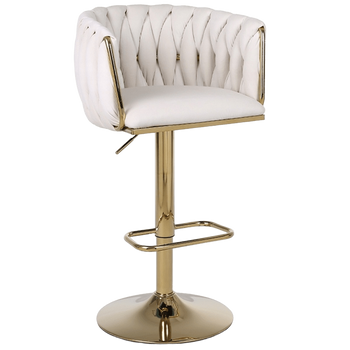 HOKER KRZESŁO BAROWE GLAMOUR SURI KREMOWY PODSTAWA ZŁOTA