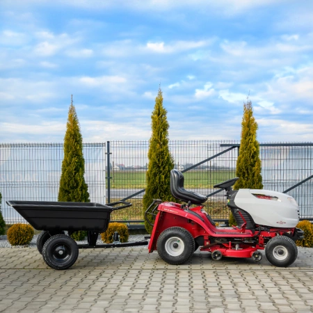 PRZYCZEPKA OGRODOWA DO KOSIARKI TRAKTORKA OGRODOWEGO BOGIE-TRAX CZARNA POLIMEROWA DO 400 KG