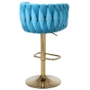 HOKER KRZESŁO BAROWE GLAMOUR SURI TURKUSOWY PODSTAWA ZŁOTA