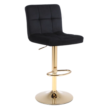 HOKER KRZESŁO BAROWE RAFA CZARNY WELUR PODSTAWA ZŁOTA