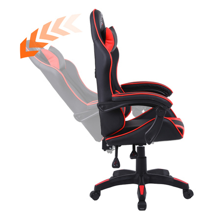 FOTEL GAMINGOWY BIUROWY OBROTOWY ZING-B CZARNO/CZERWONY SKÓRA PU