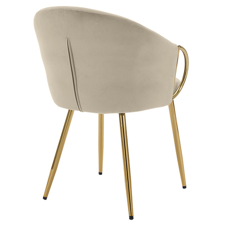 FOTEL KRZESŁO WELUROWE TAPICEROWANY METIS BEŻOWY NOGI ZŁOTE