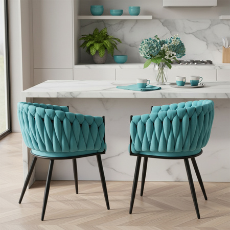 FOTEL KRZESŁO WELUROWY TAPICEROWANY RISO MIĘTOWY NOGI CZARNE