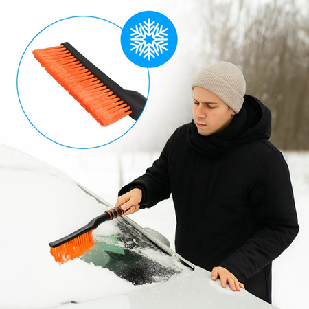 SZCZOTKA SKROBACZKA DO SAMOCHODU 2W1 DRAX CZARNO/POMARAŃCZOWA 56 CM