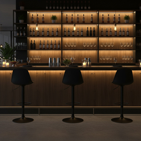 HOKER KRZESŁO BAROWE LAZO CZARNA SKÓRA PU PODSTAWA CZARNA