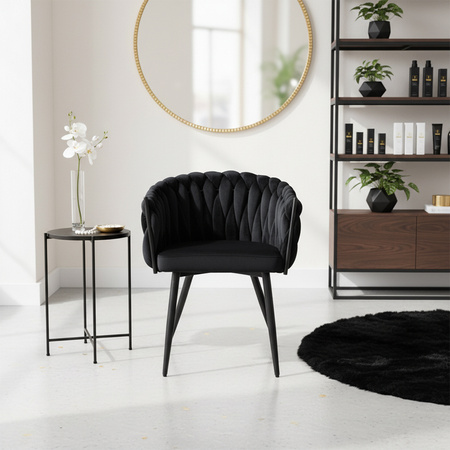KRZESŁO FOTEL WELUROWY TAPICEROWANY RISO CZARNY NOGI CZARNE