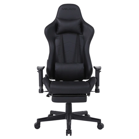 FOTEL GAMINGOWY BIUROWY OBROTOWY RIVAL CZARNY SKÓRA PU