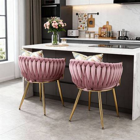 FOTEL KRZESŁO WELUROWY TAPICEROWANY RISO BRUDNY RÓŻ NOGI ZŁOTE