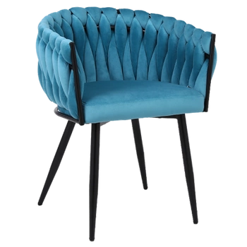 FOTEL KRZESŁO WELUROWY TAPICEROWANY RISO TURKUSOWY NOGI CZARNE