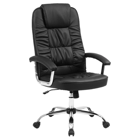FOTEL BIUROWY OBROTOWY ERGO CZARNA SKÓRA PU PODSTAWA CHROM