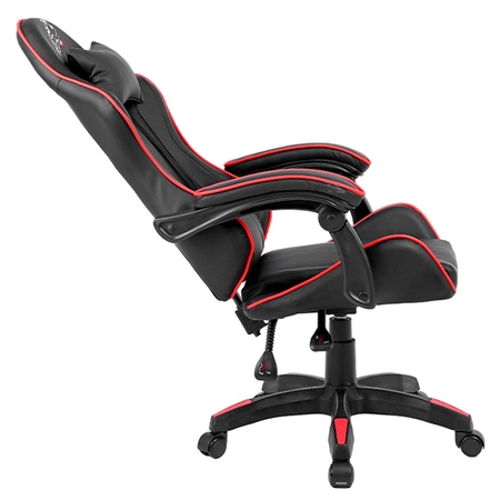 FOTEL GAMINGOWY BIUROWY OBROTOWY ZING-B CZARNY OBSZYCIE CZERWONE SKÓRA PU