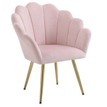 FOTEL KRZESŁO WELUROWE TAPICEROWANE TINA PUDROWY RÓŻ NOGI ZŁOTE