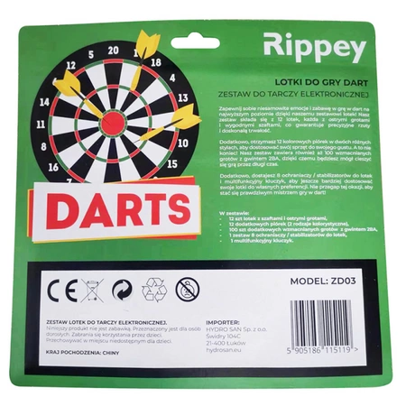 ZESTAW 12 RZUTEK DO TARCZY ELEKTRONICZNEJ LOTKI DO GRY ZD03