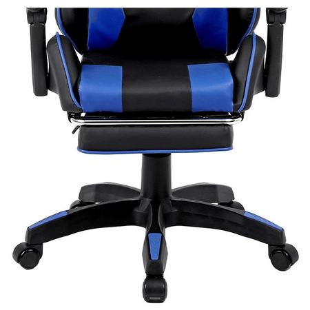 FOTEL GAMINGOWY BIUROWY OBROTOWY ZING-A CZARNO/NIEBIESKI SKÓRA PU