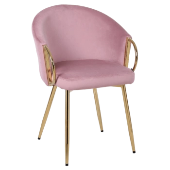 FOTEL KRZESŁO WELUROWE TAPICEROWANY METIS BRUDNY RÓŻ NOGI ZŁOTE