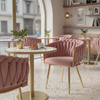 FOTEL KRZESŁO WELUROWY TAPICEROWANY RISO BRUDNY RÓŻ NOGI ZŁOTE