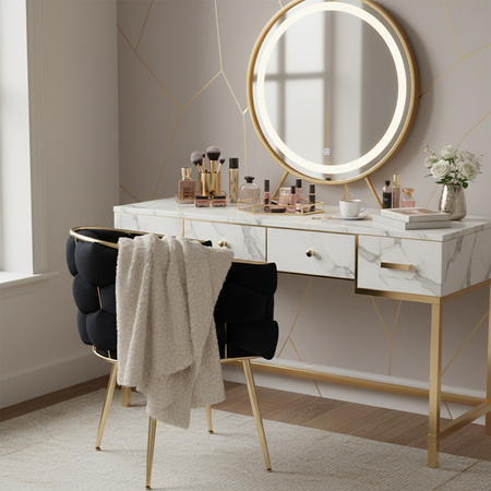 FOTEL KRZESŁO PLECIONE WELUROWE TAPICEROWANE BORNEO GLAMOUR CZARNY NOGI ZŁOTE