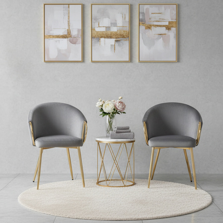 FOTEL KRZESŁO WELUROWE TAPICEROWANY METIS CIEMNOSZARY NOGI ZŁOTE