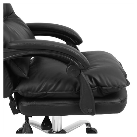 FOTEL BIUROWY OBROTOWY ZENIT CZARNA SKÓRA PU PODSTAWA CHROM