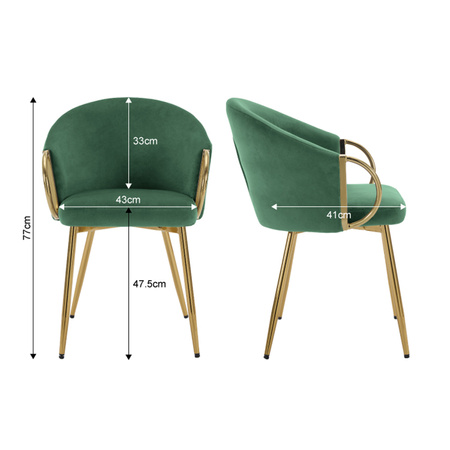 FOTEL KRZESŁO WELUROWE TAPICEROWANY METIS BUTELKOWA ZIELEŃ NOGI ZŁOTE