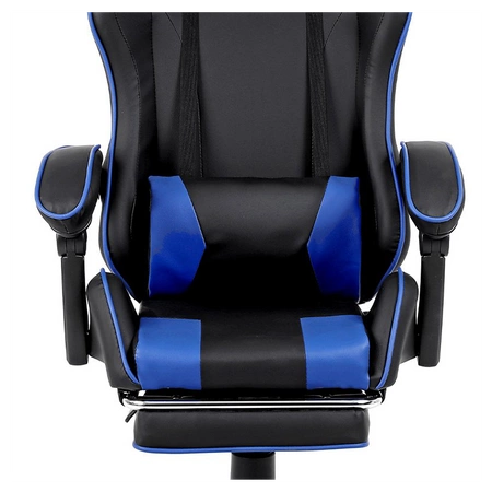 FOTEL GAMINGOWY BIUROWY OBROTOWY ZING-A CZARNO/NIEBIESKI SKÓRA PU