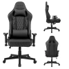FOTEL GAMINGOWY BIUROWY OBROTOWY FURIA CZARNY SKÓRA PU
