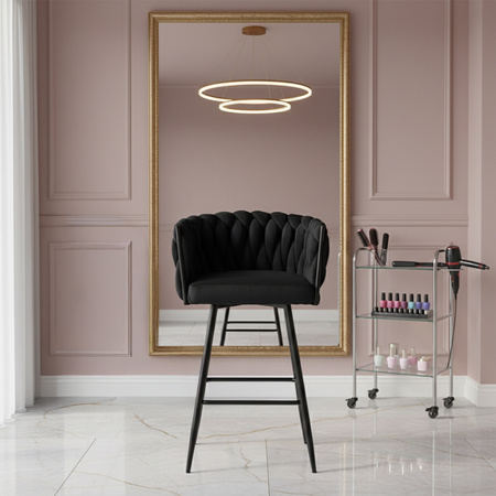 HOKER KRZESŁO BAROWE FERA CZARNY WELUR NOGI CZARNE