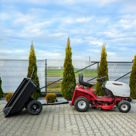 PRZYCZEPKA OGRODOWA DO KOSIARKI TRAKTORKA OGRODOWEGO BOGIE-TRAX CZARNA POLIMEROWA DO 400 KG